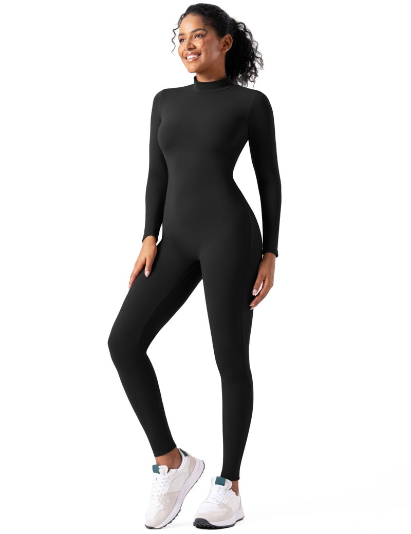 Speerise Women Bodysuit Rompers Long Sleeve Jumpsuits Leotards One Piece Tummy Control Yoga Workout Outfits â€“ Seamless Snatched Fit with Zip Closure for Cosplay, Clubwear, Training, or Praise Suit Wear - Image 1